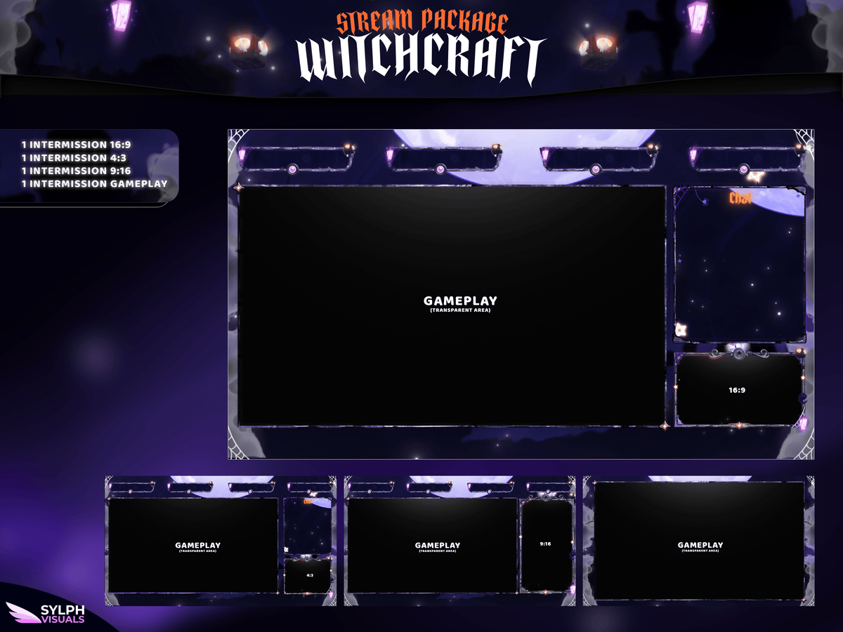 Stream webcam overlay. Twitch live facecam set, 16:9 and 4:3