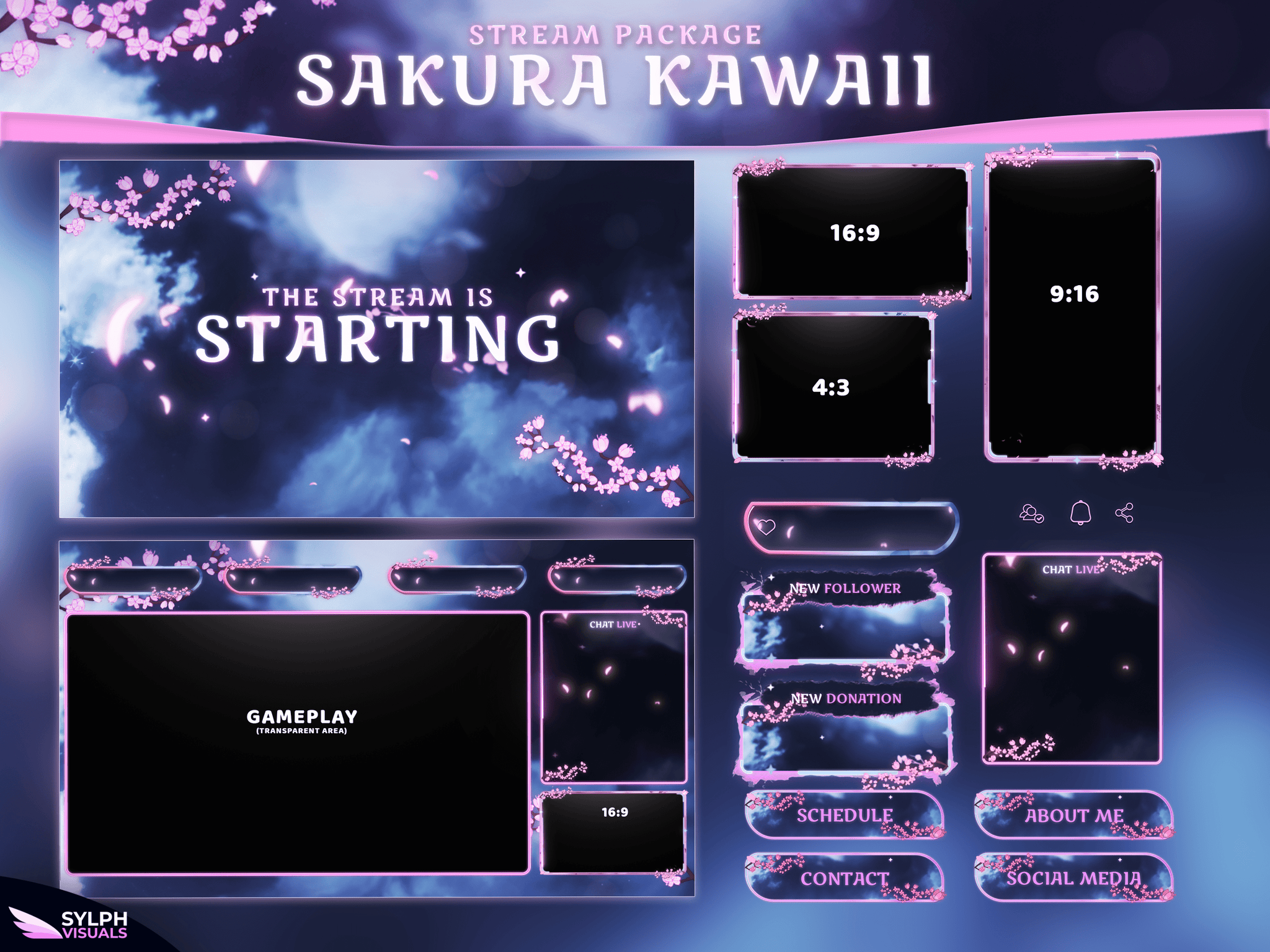 Sakura Kawaii Stream Overlay Package