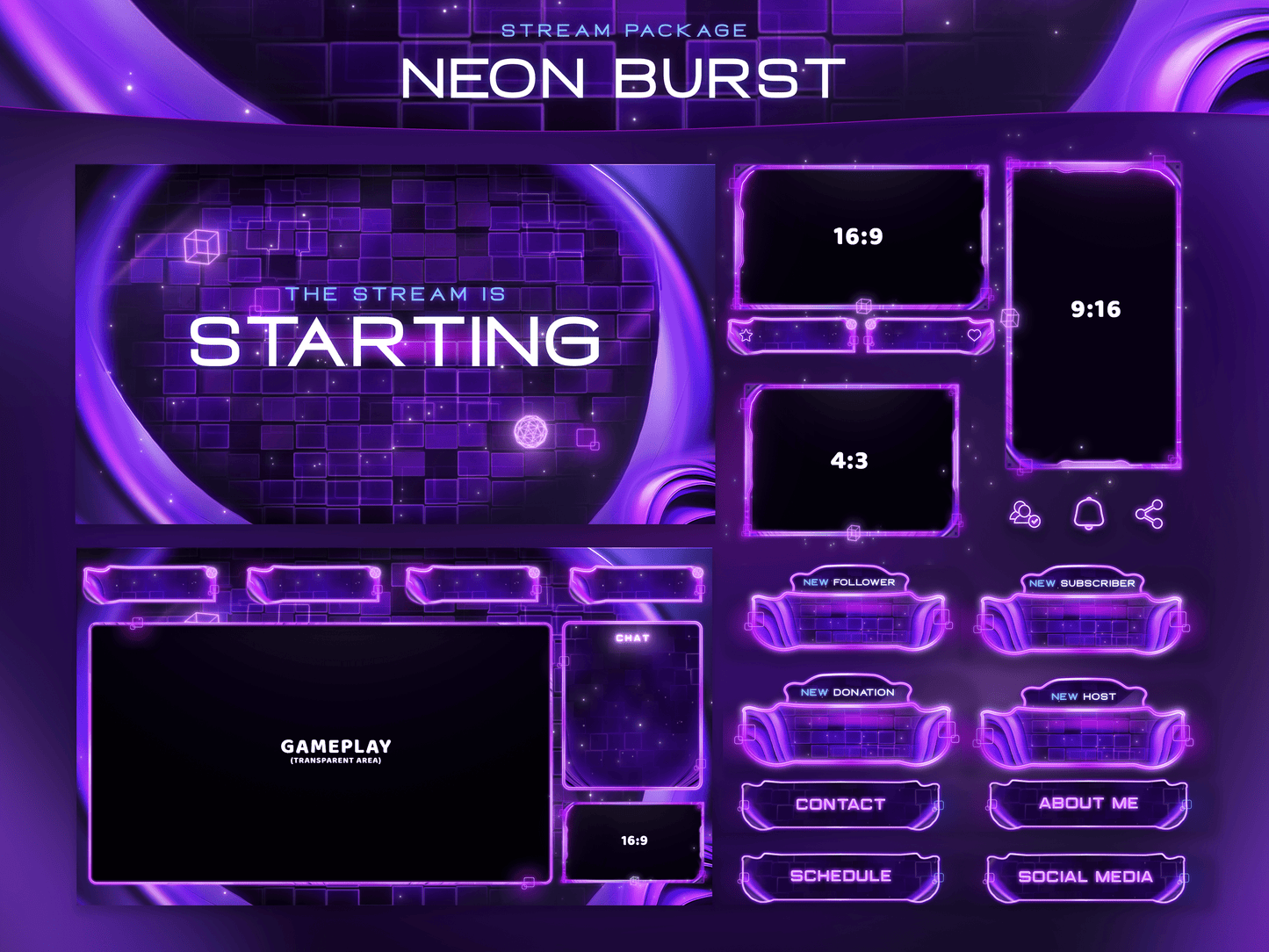 Neon Burst Stream Overlay Package