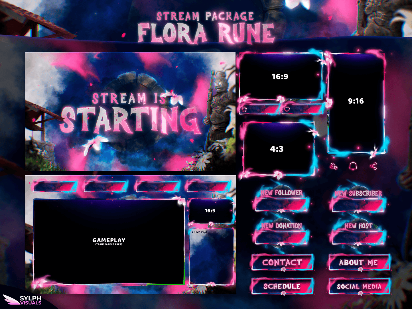 Flora Rune Package Animated Overlays for OBS