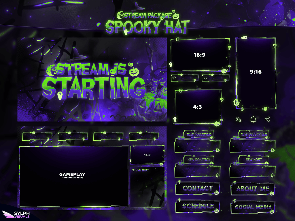 Spooky Hat Stream Package Animated Overlays for OBS