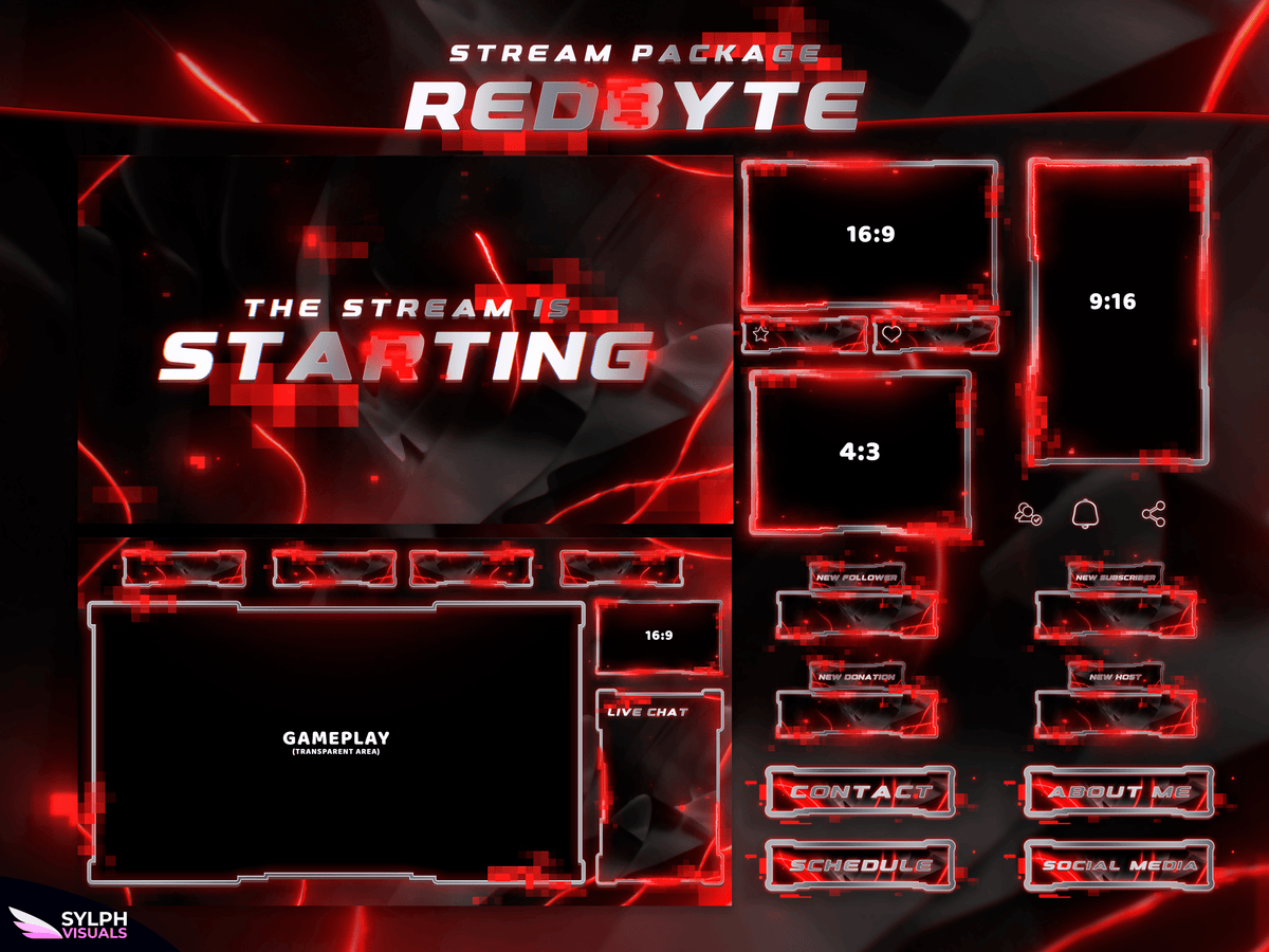 Redbyte Lettering Redbyte Stream Overlay Package - SylphVisuals