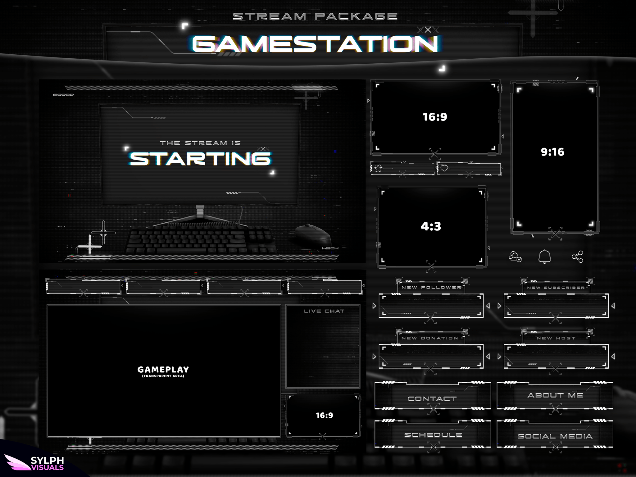 Gamestation Package Animated Overlays for OBS