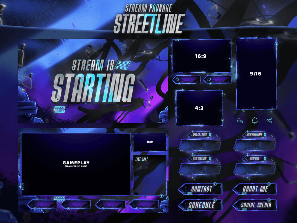 Streetline Package Animated Overlays for OBS