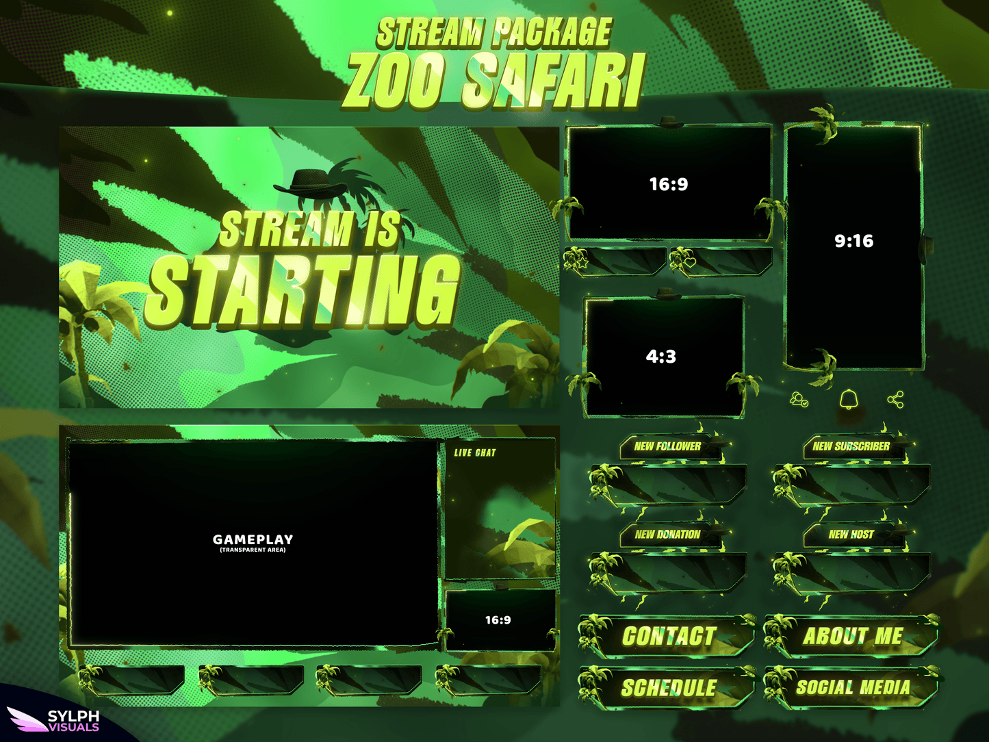 Zoo Safari Package Animated Overlays for OBS