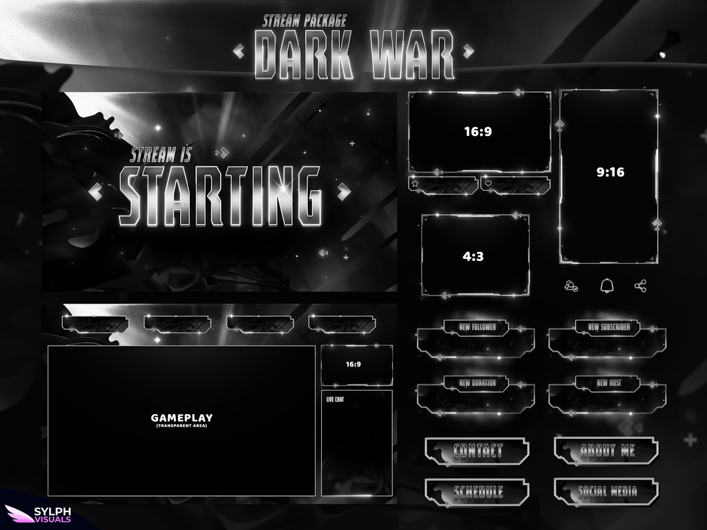 Dark War Stream Package Animated Overlays for OBS