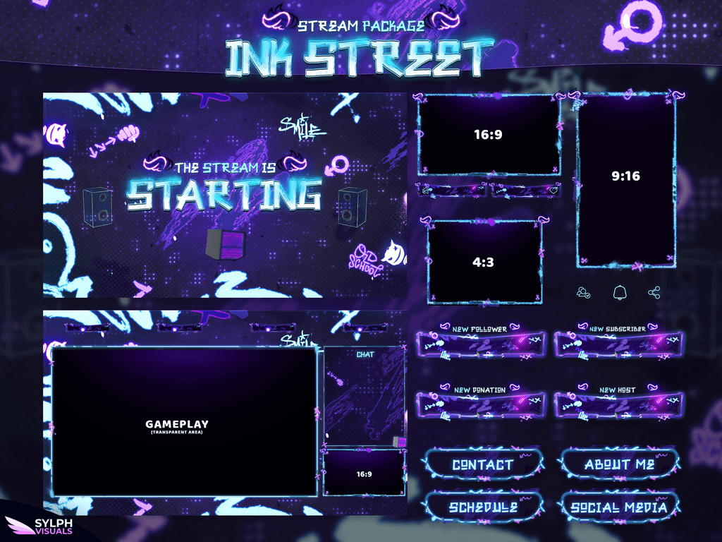 Ink Street Stream Package Animated Overlays for OBS