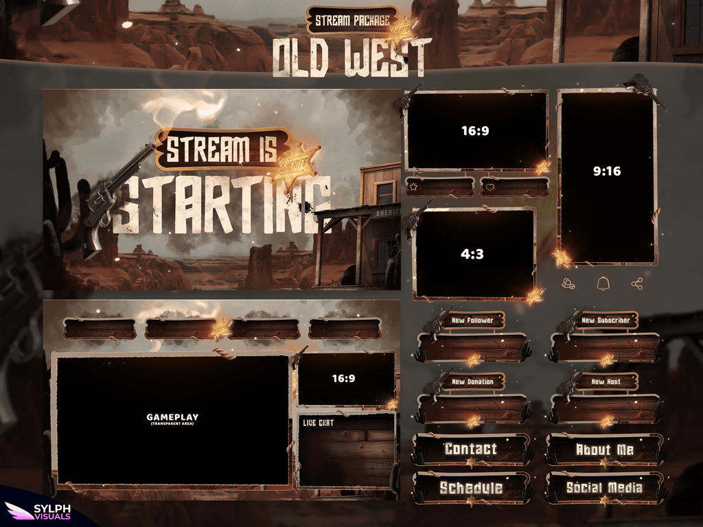 Old West Package Animated Overlays for OBS