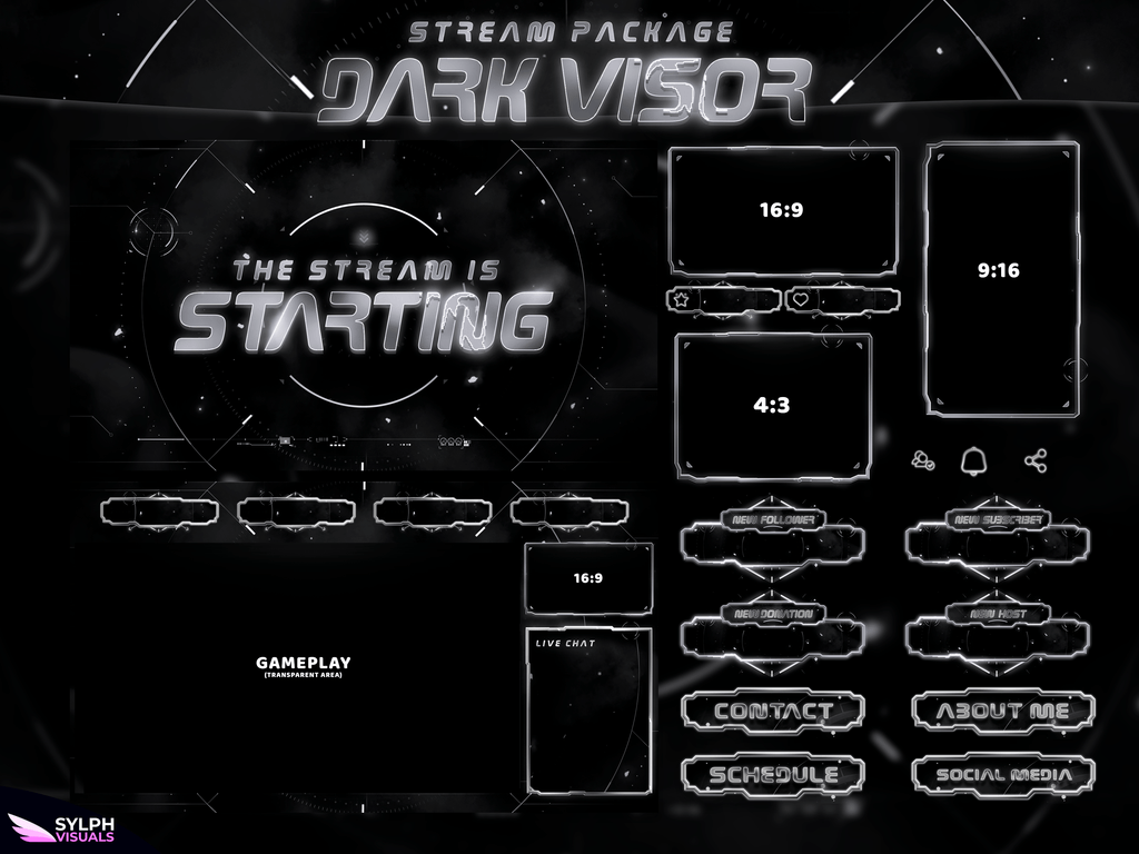 Dark Visor Package Animated Overlays for OBS