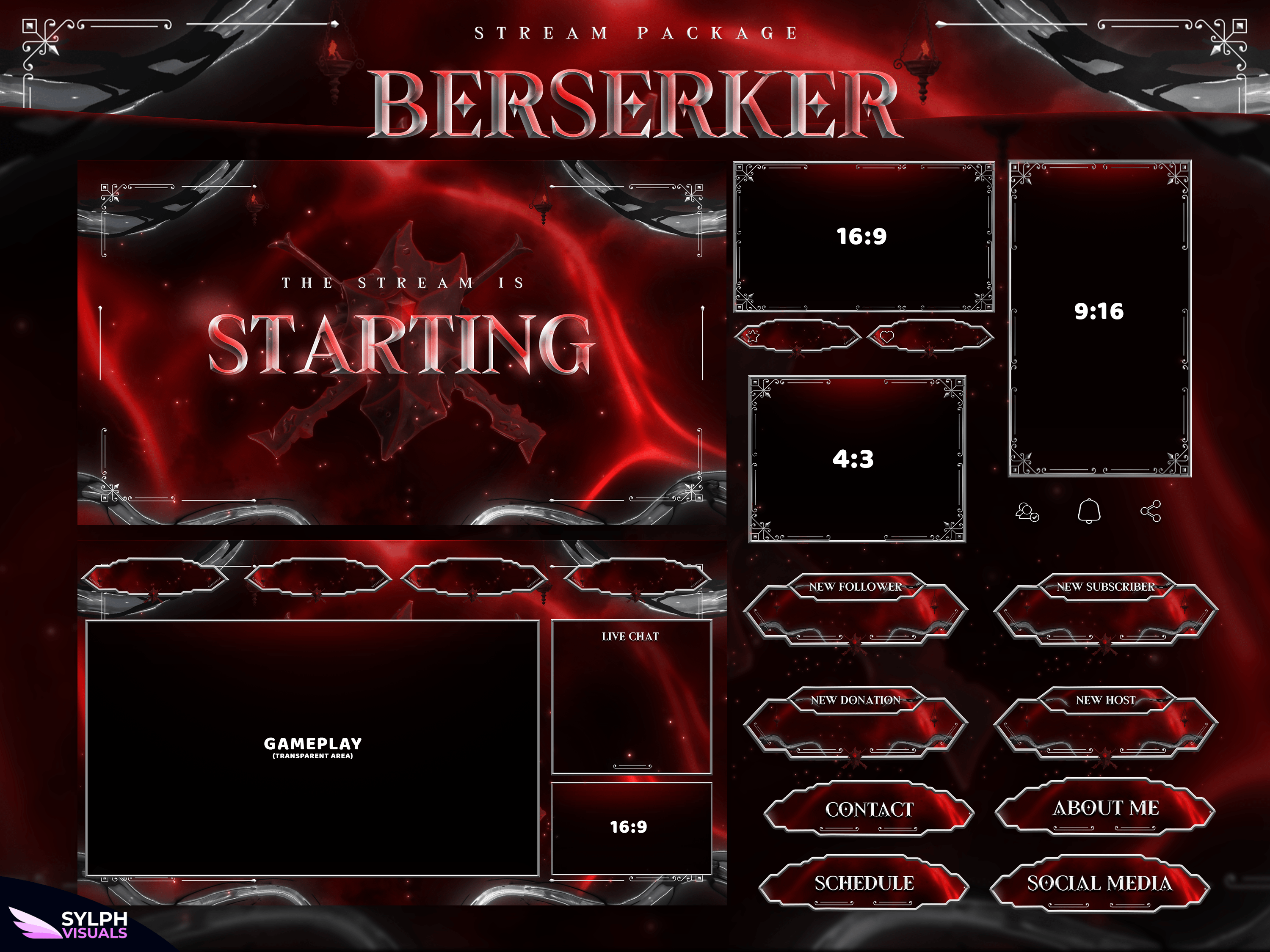 Berserker Stream Overlay Package - SylphVisuals