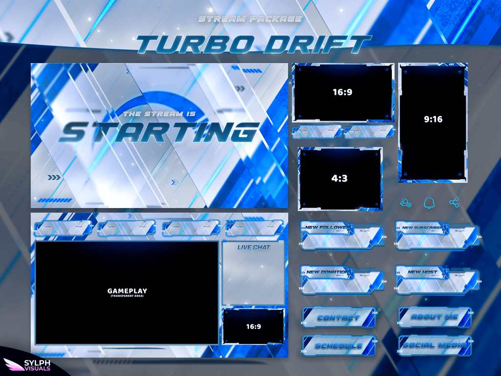 Turbo Drift Stream Package Turbo Drift Package Animated Overlays for OBS