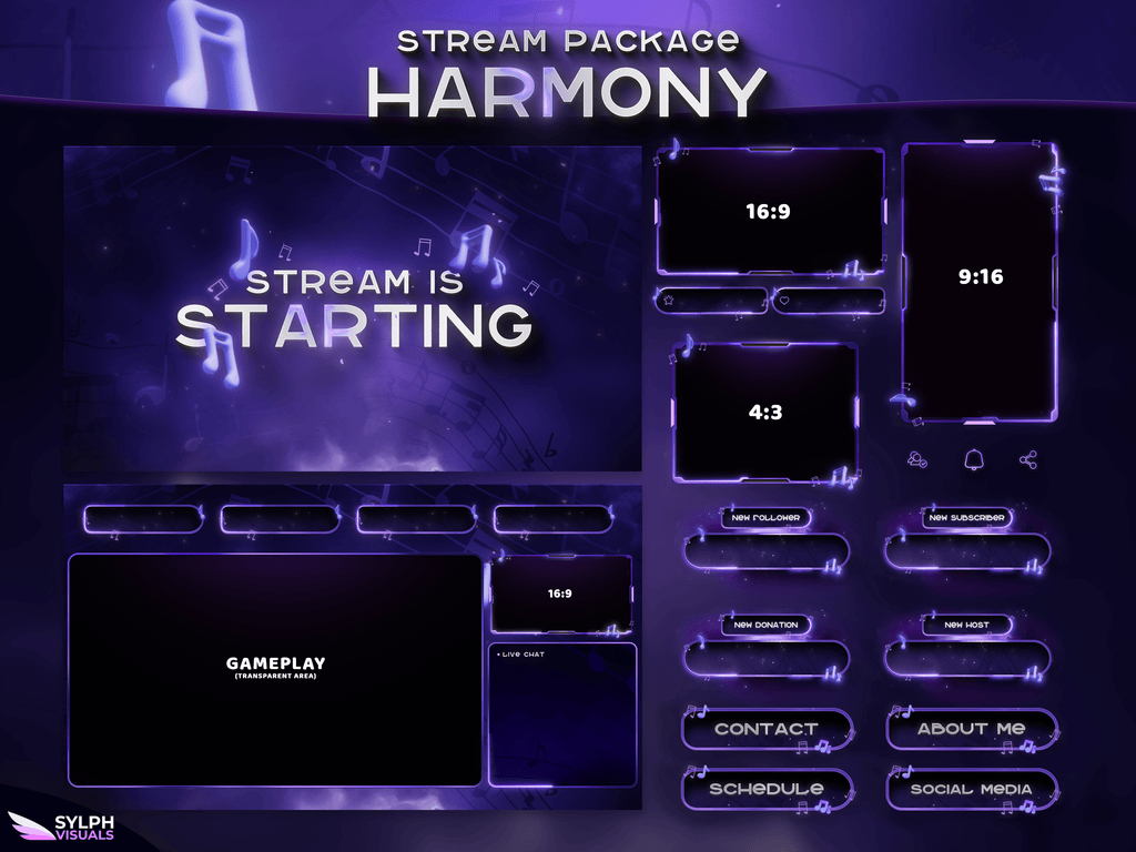 Harmony Stream Package Animated Overlays for OBS