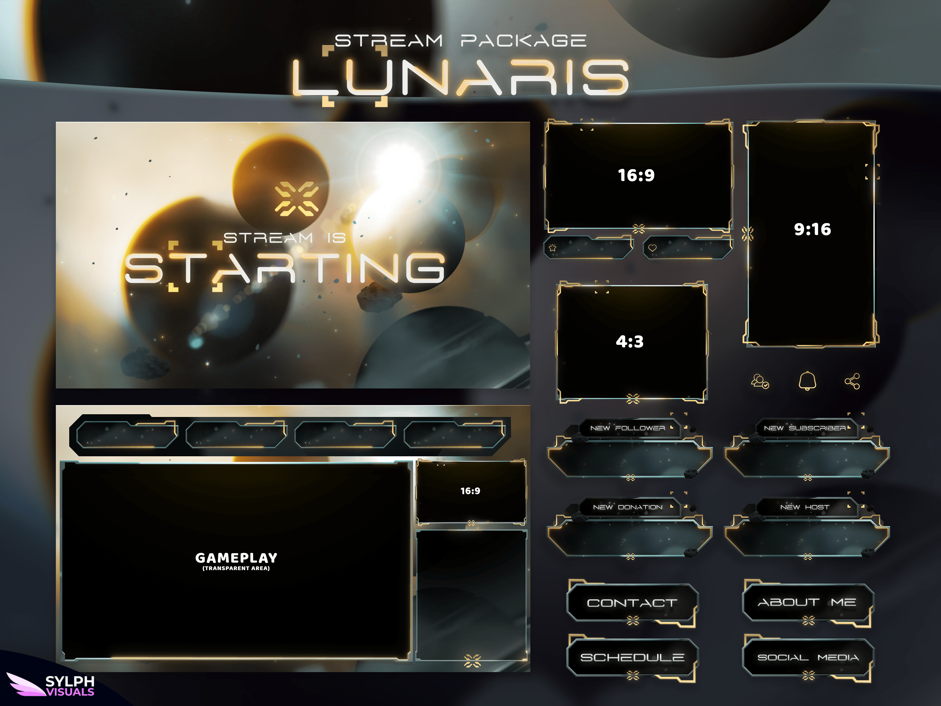 Lunaris Stream Overlay Package - SylphVisuals