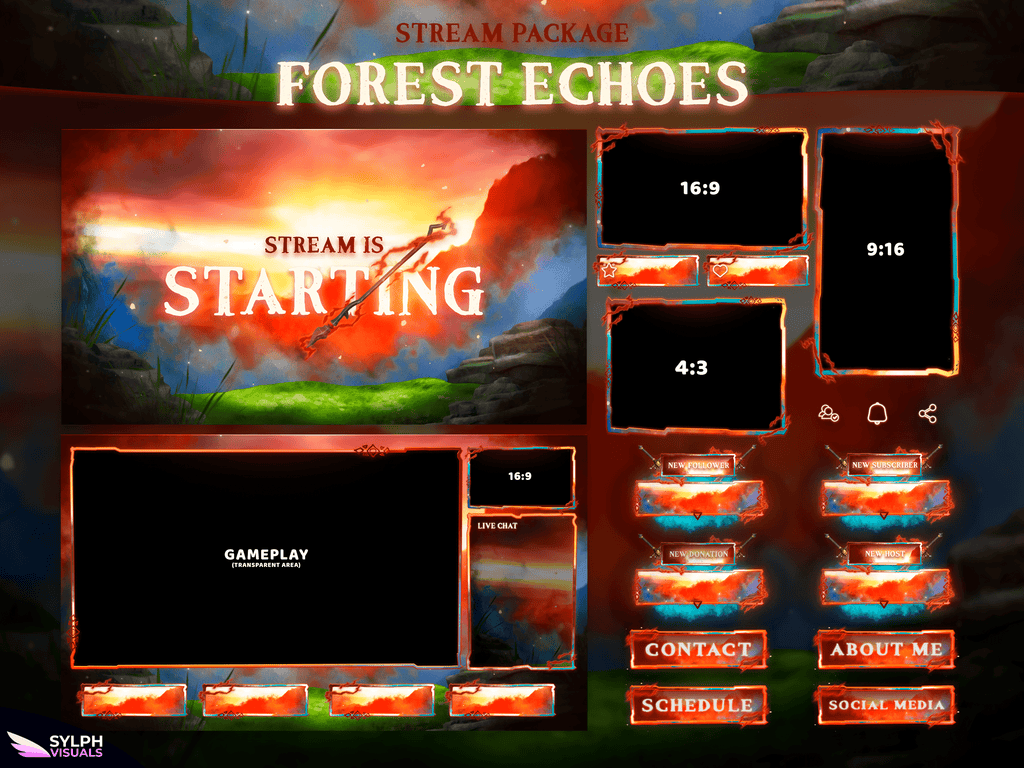 Forest Echoes Package Animated Overlays for OBS