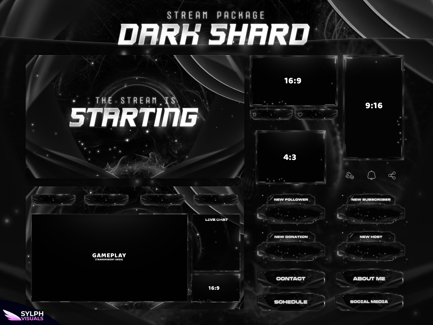 Dark Shard Package Animated Overlays for OBS