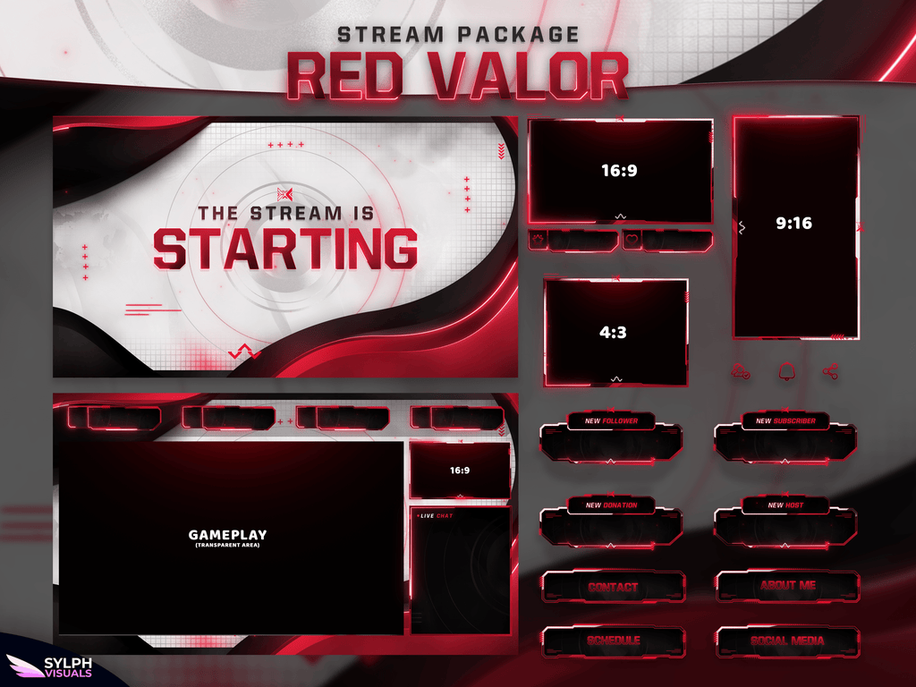 Red Valor Package Animated Overlays for OBS