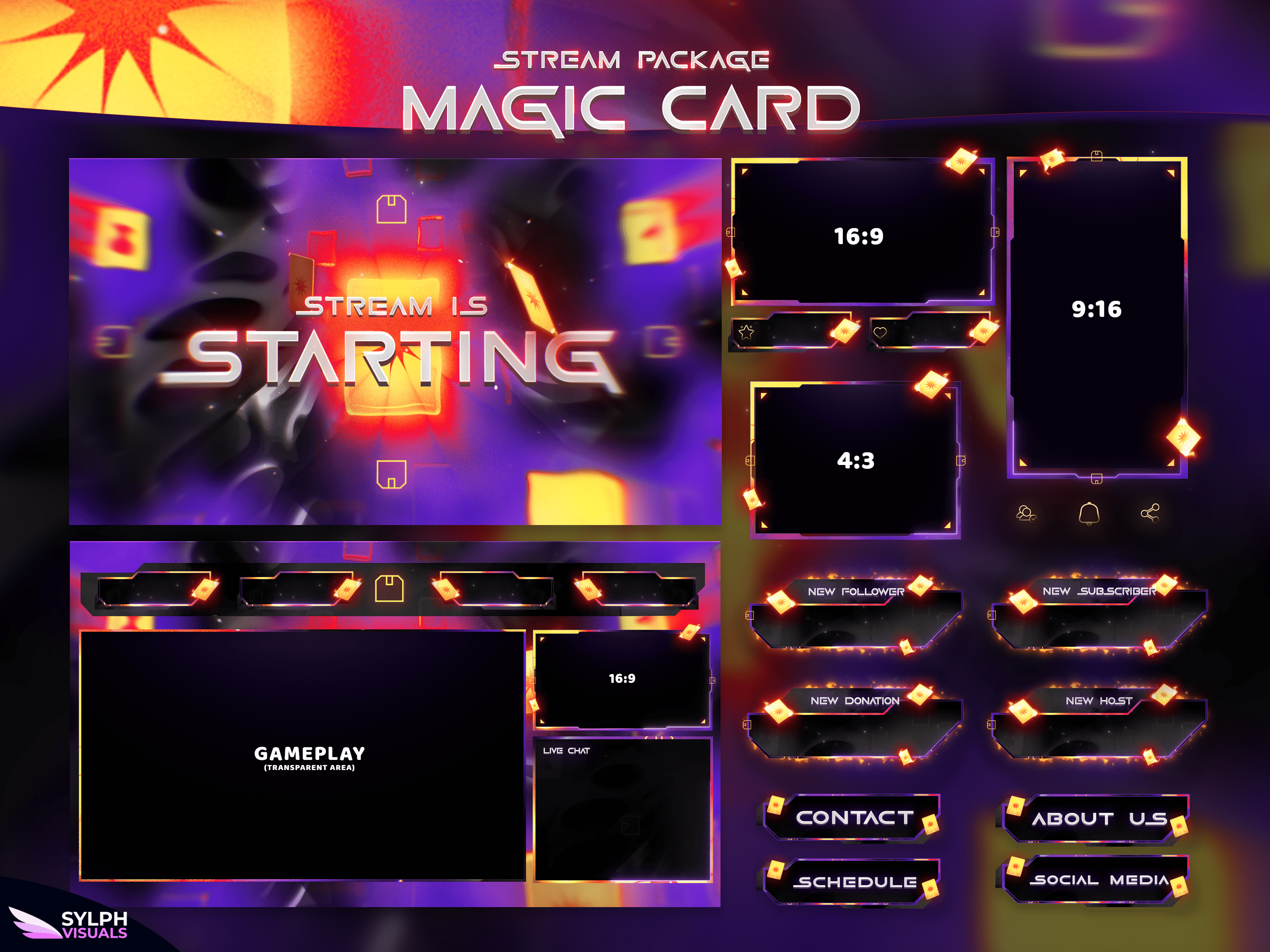 Magic Card Stream Overlay Package - SylphVisuals