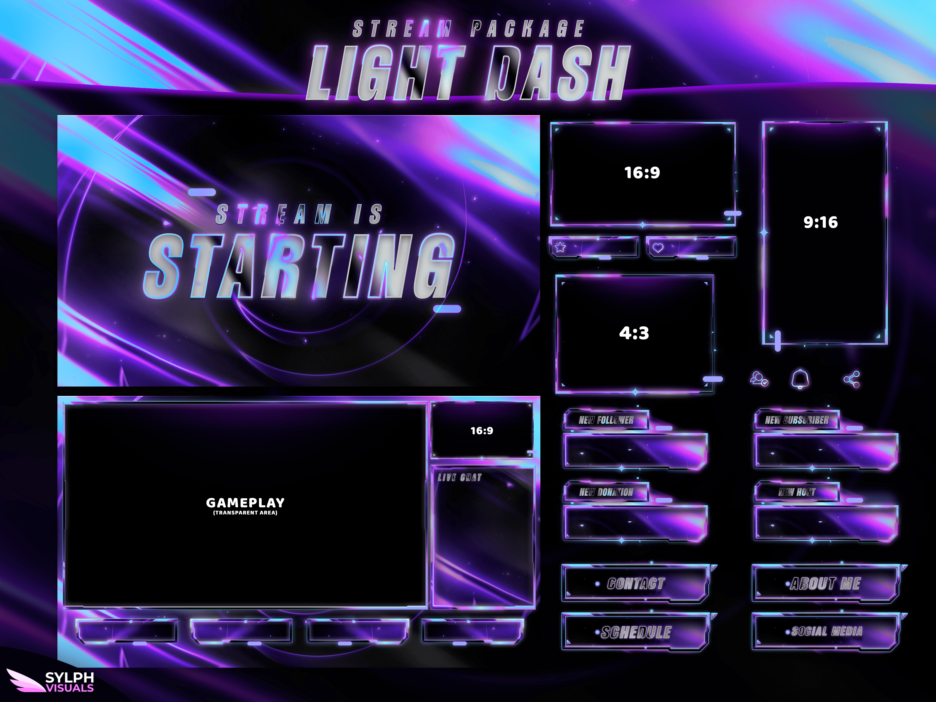 Light Dash Stream Overlay Package - SylphVisuals