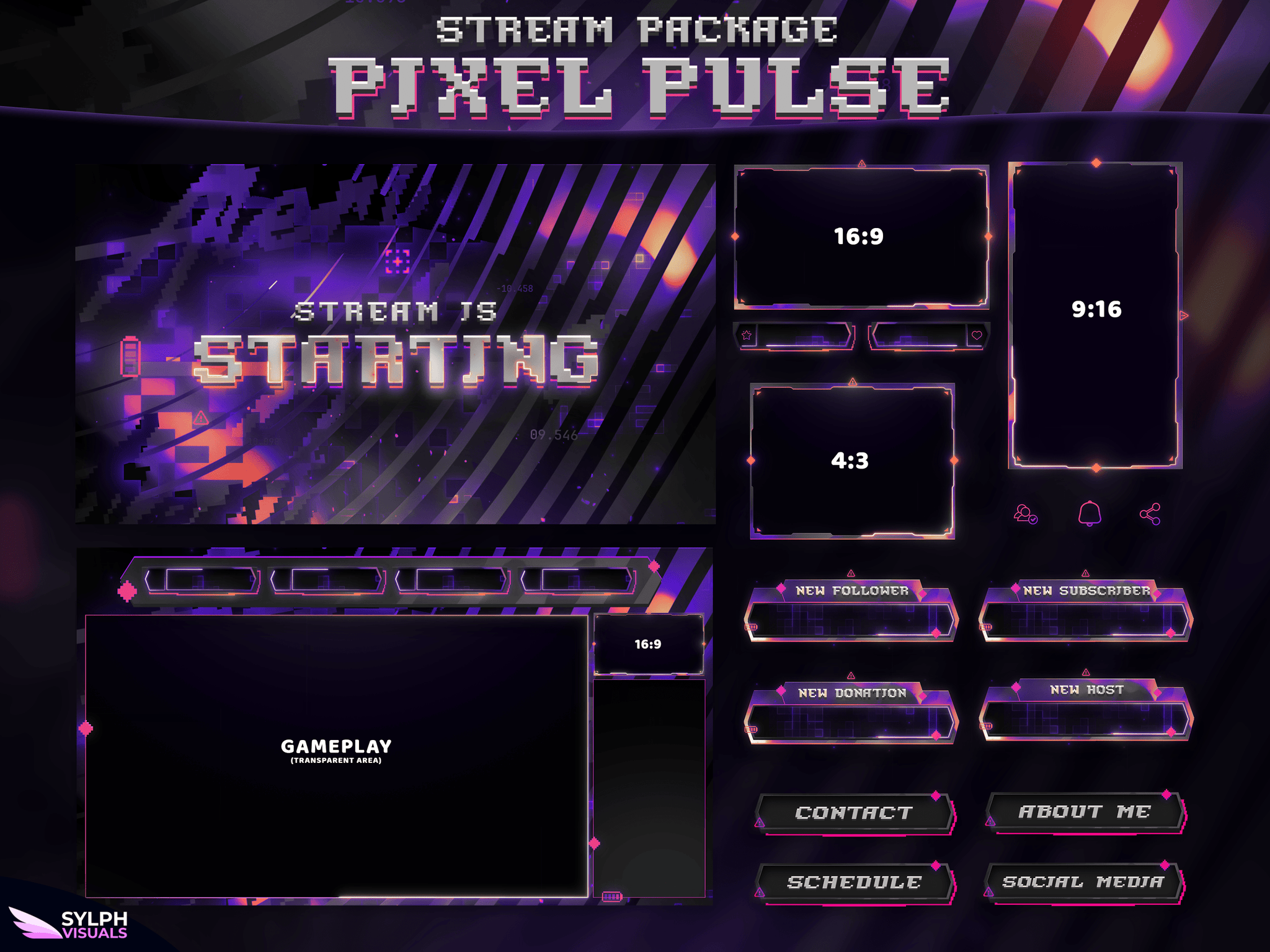 Pixel Pulse Stream Overlay Package - SylphVisuals
