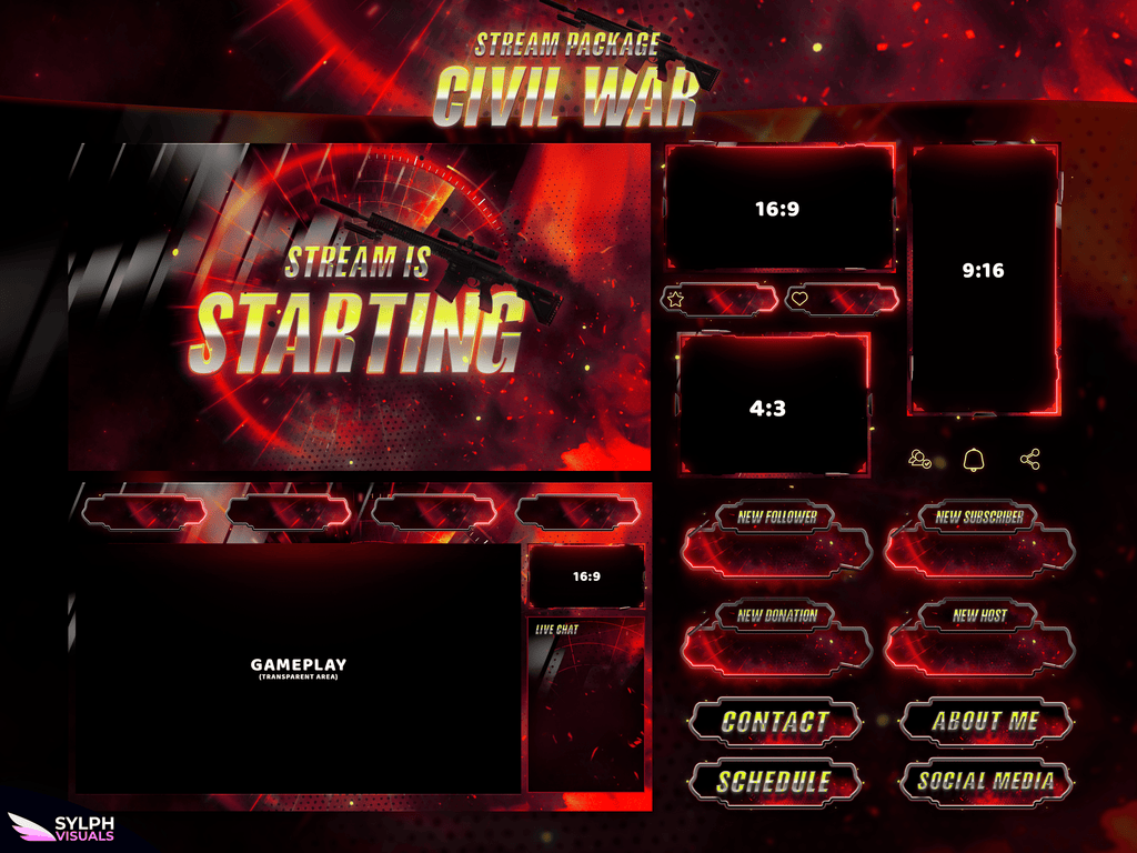 Civil War Package Animated Overlays for OBS
