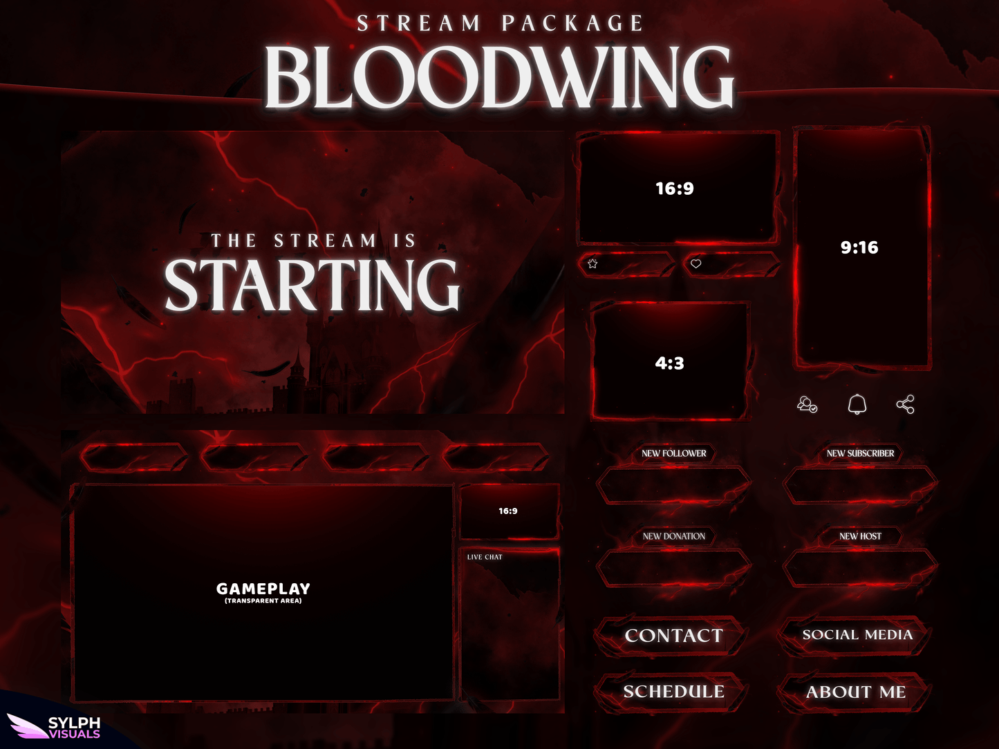 Bloodwing Package Animated Overlays for OBS