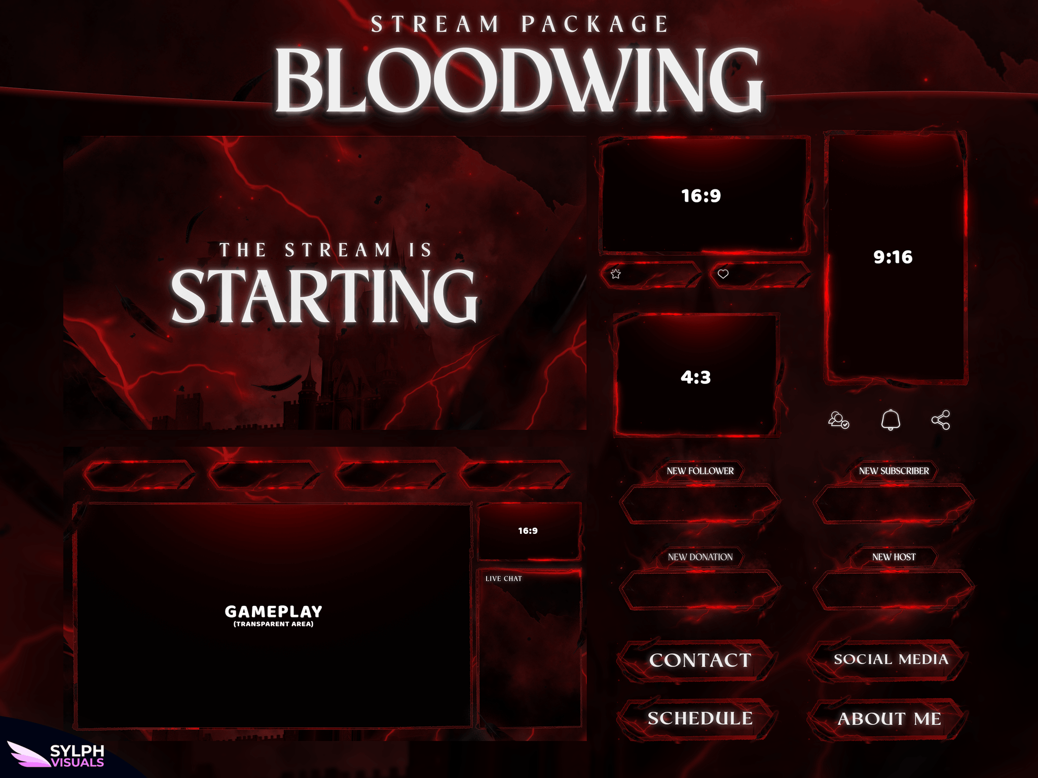 Bloodwing Package Animated Overlays for OBS