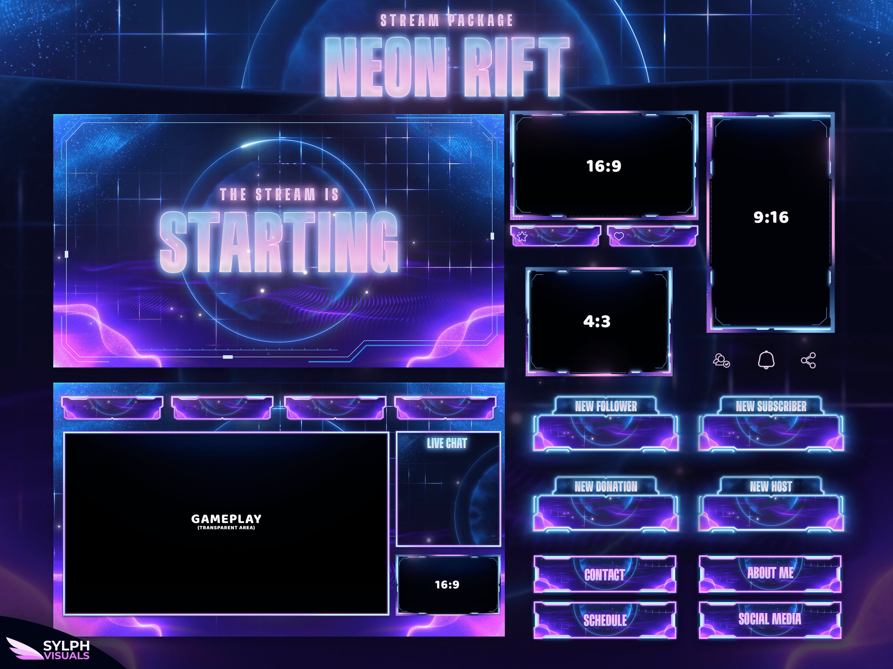 Neon Rift Stream Overlay Package - SylphVisuals
