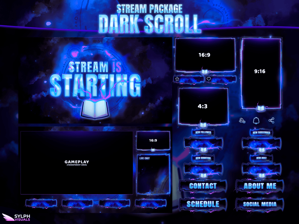 Dark Scroll Package Animated Overlays for OBS