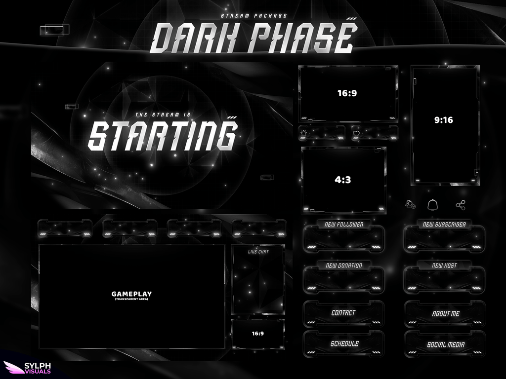 Dark Phase Package Animated Overlays for OBS