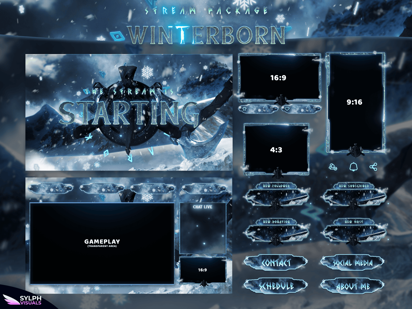 Winterborn Package Animated Overlays for OBS