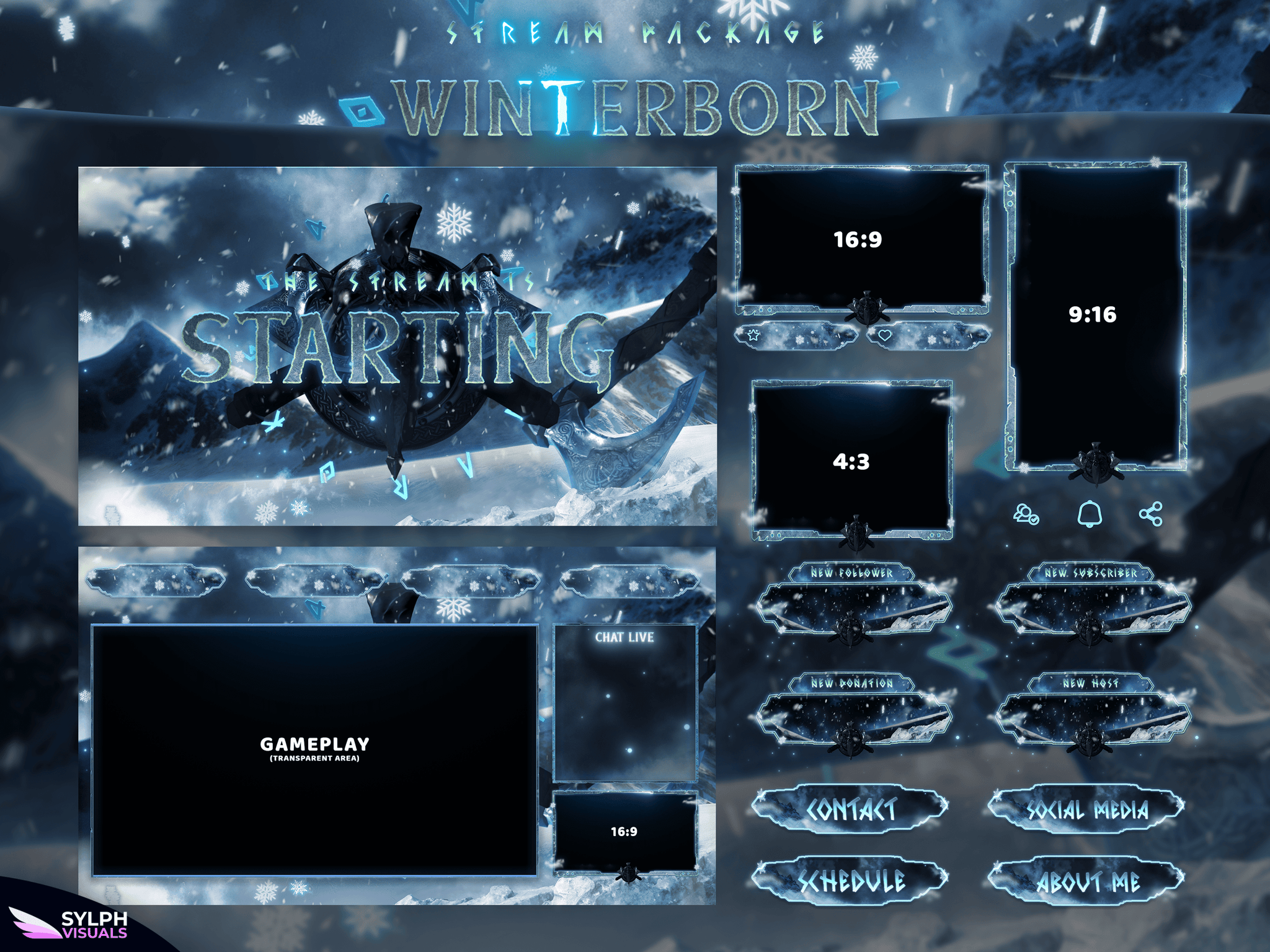 Winterborn Package Animated Overlays for OBS