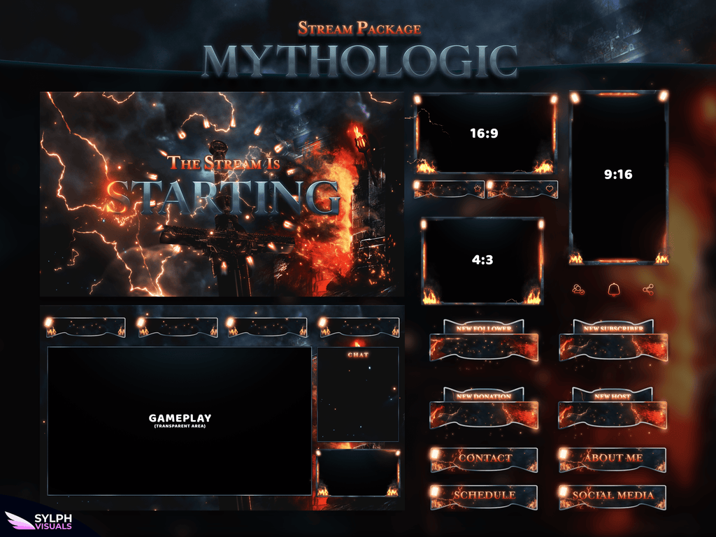 Mythologic Stream Package Animated Overlays for OBS