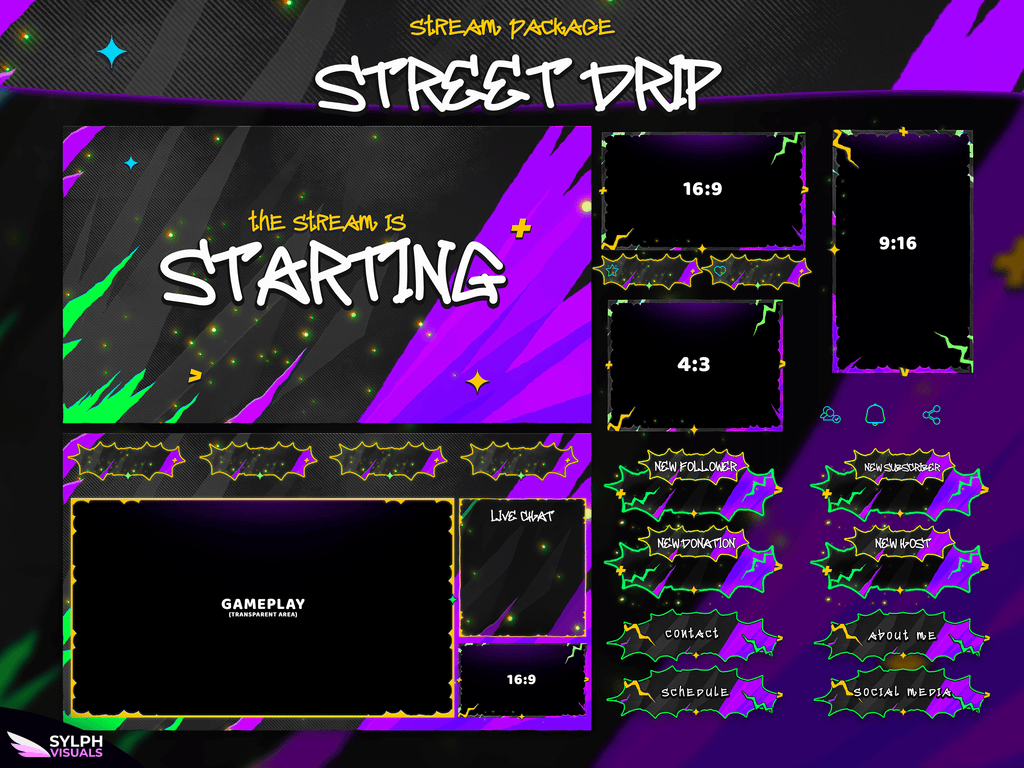 Street Drip Package Animated Overlays for OBS