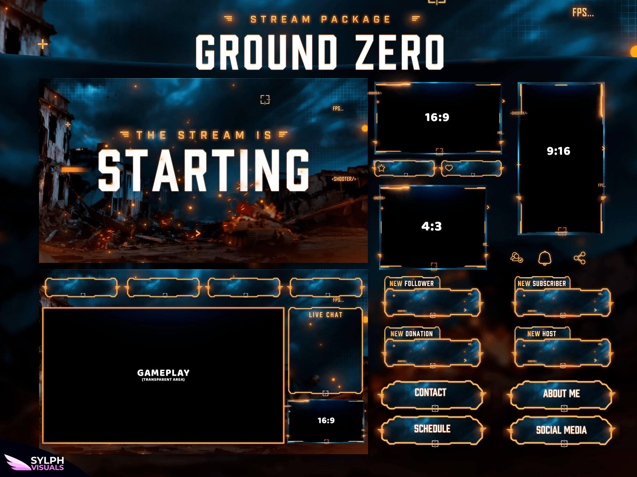 Ground Zero Package Animated Overlays for OBS