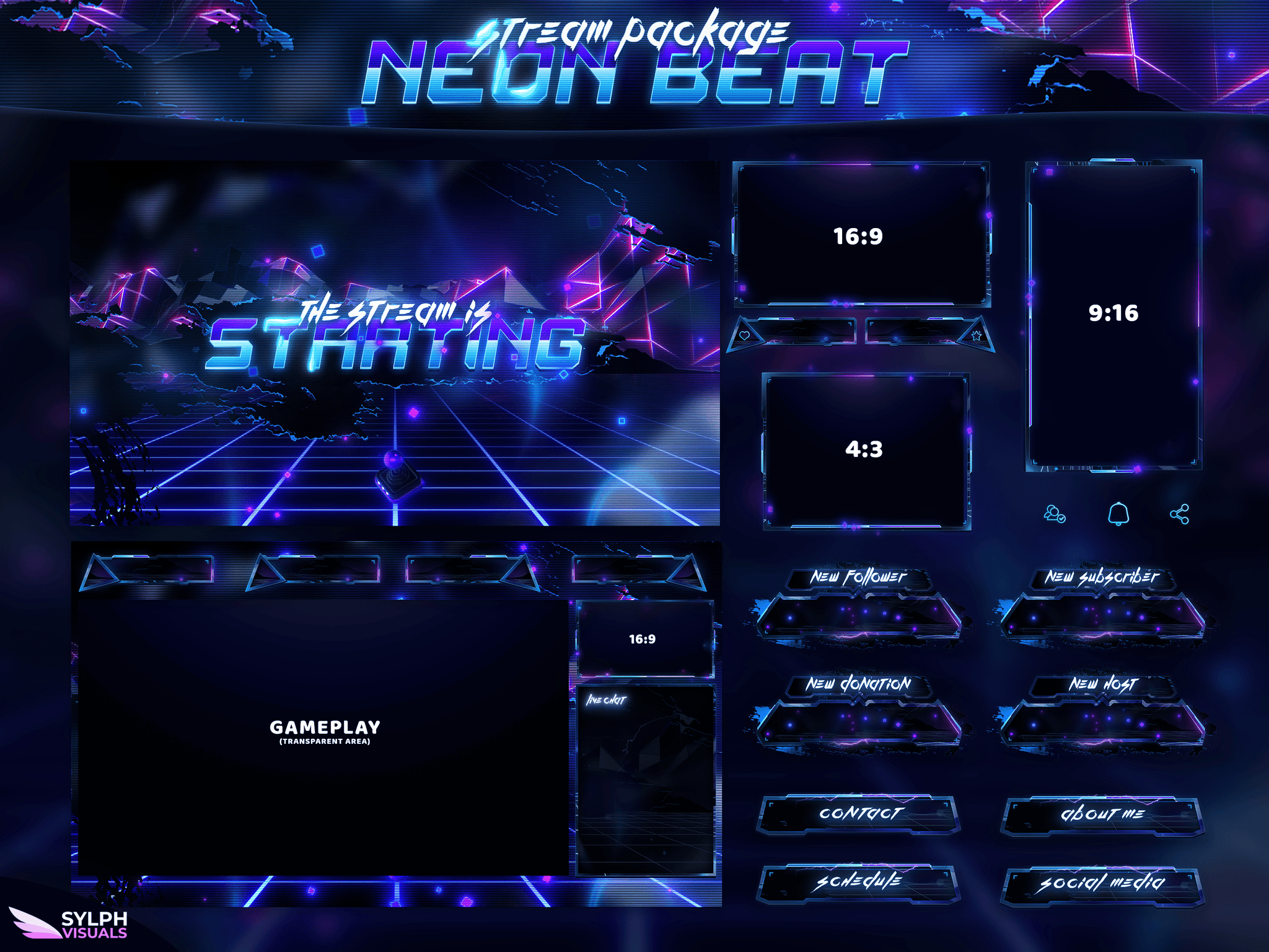Neon Beat Stream Overlay Package