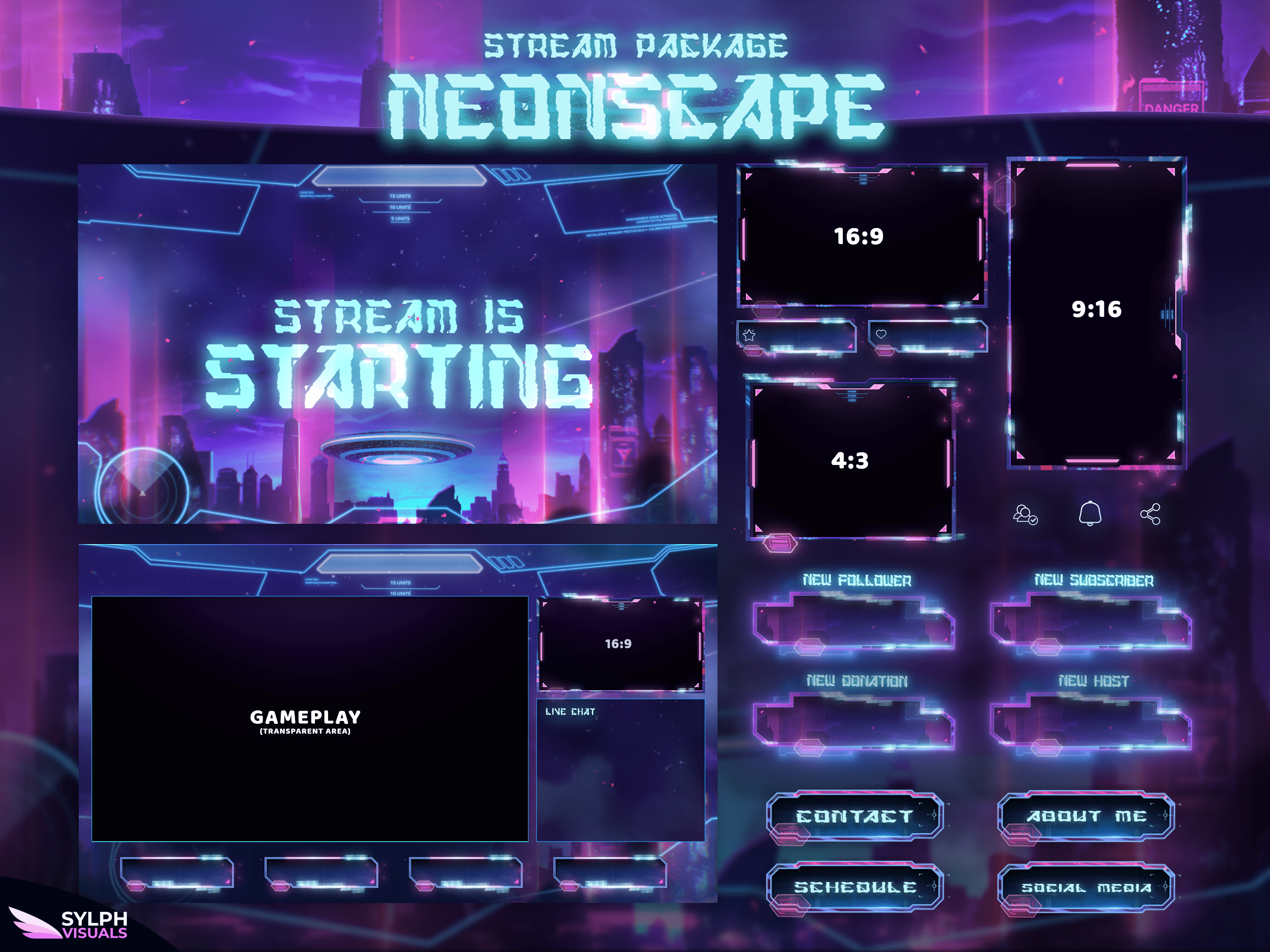 Purple Domain Stream Overlay Package - SylphVisuals