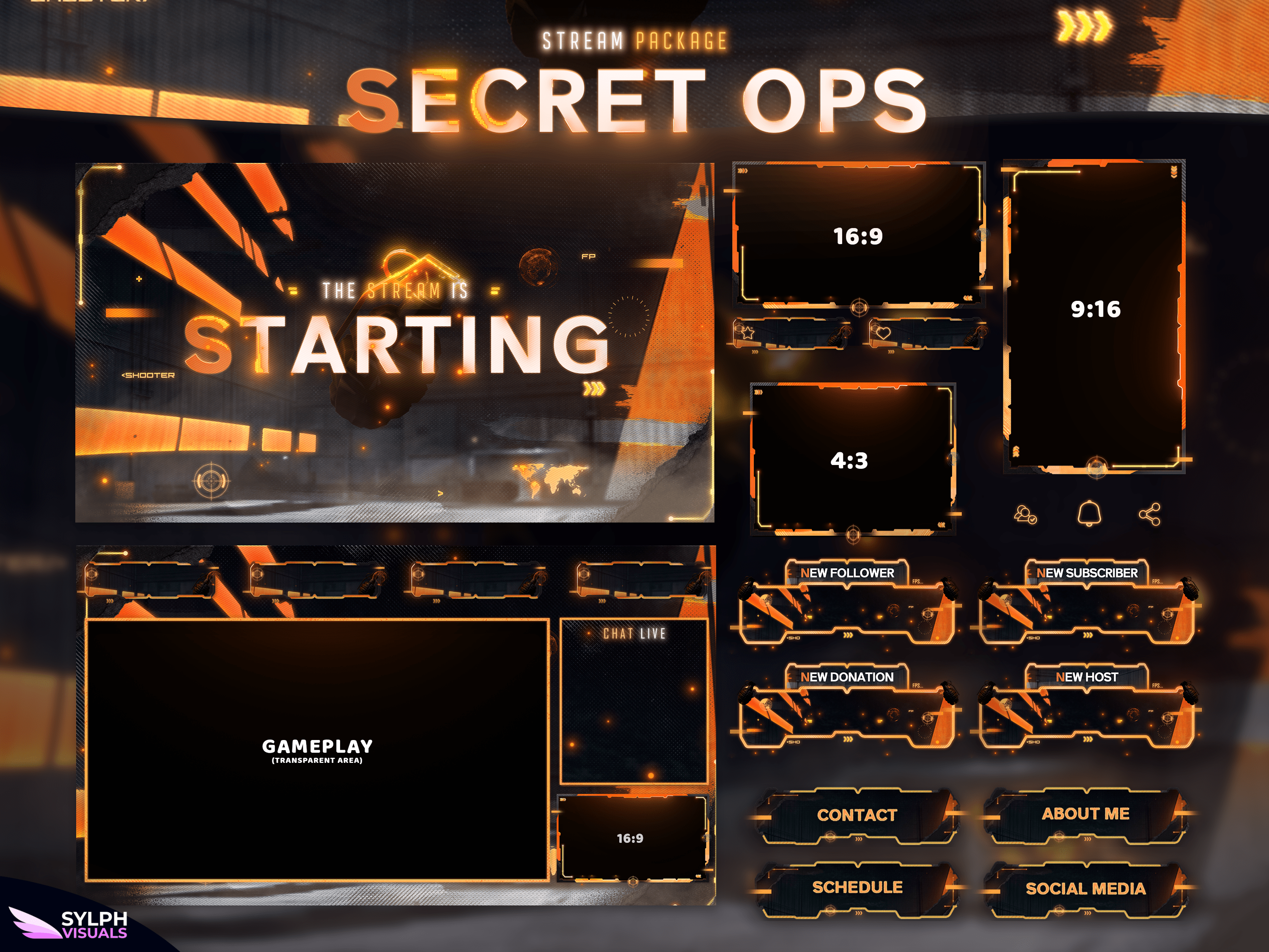 Secret Ops Stream Overlay Package - SylphVisuals