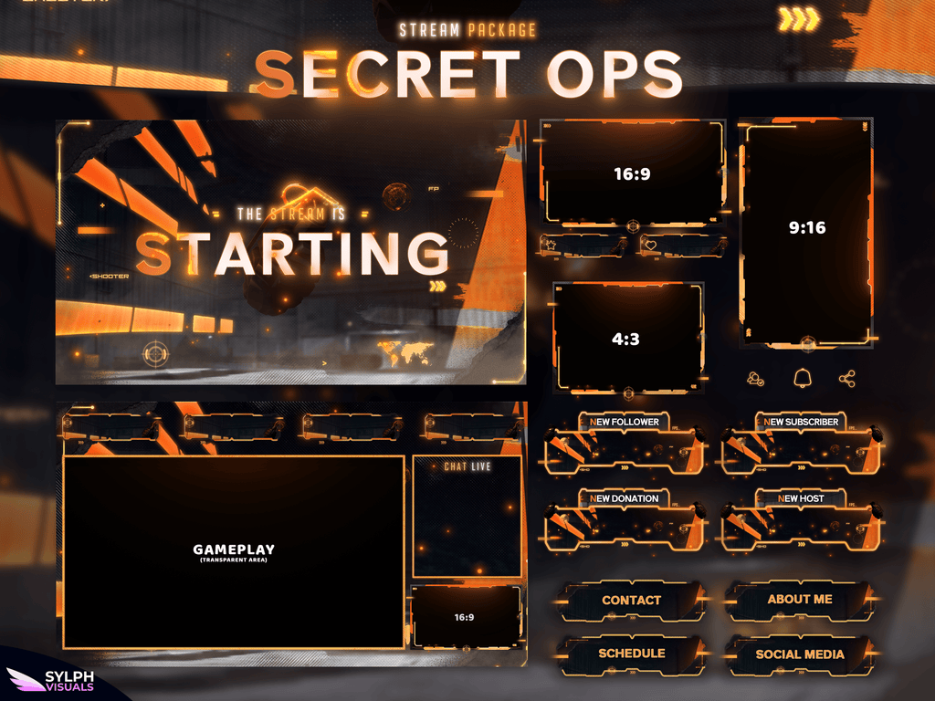 Secret Ops Stream Package Animated Overlays for OBS