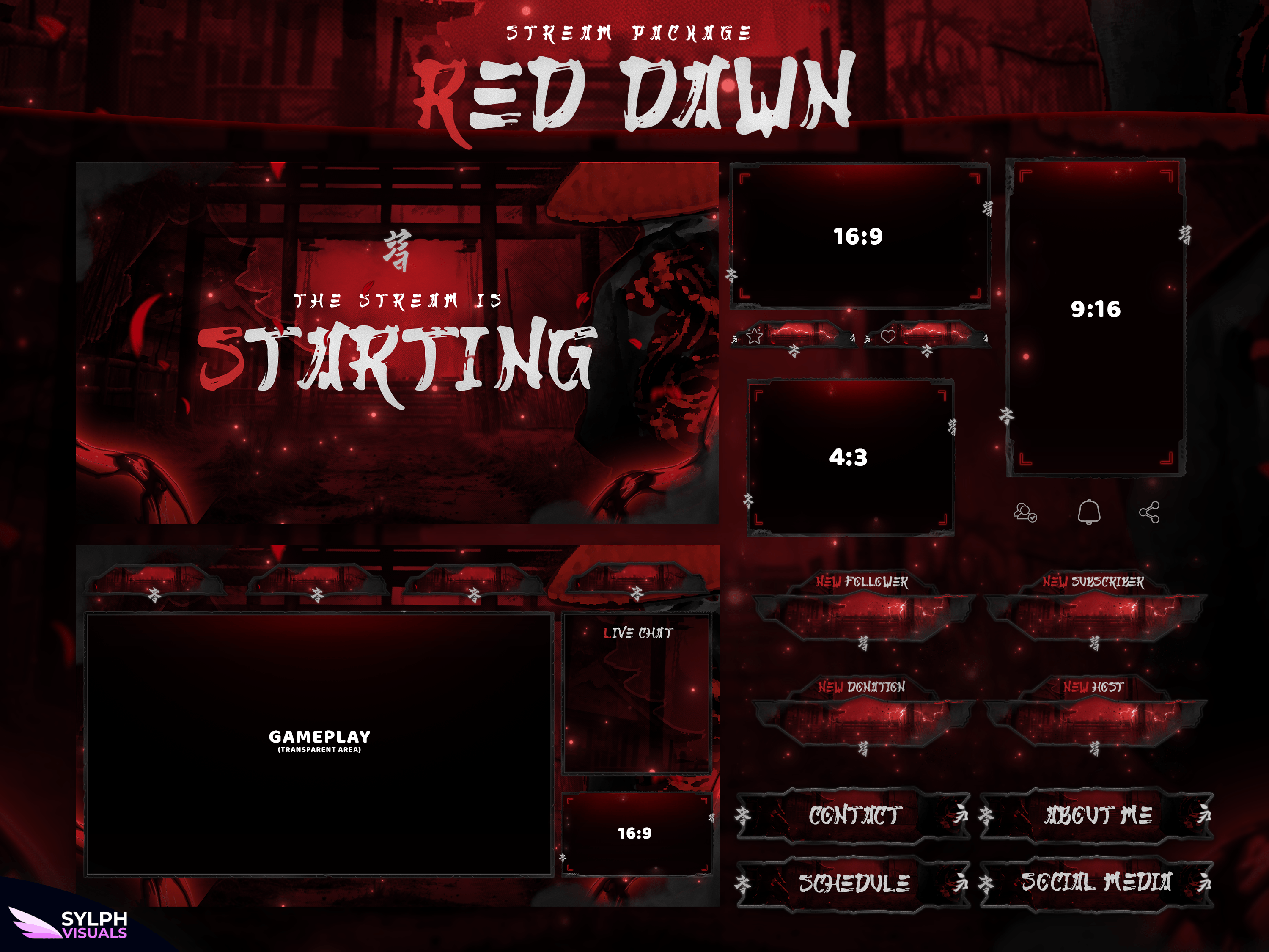 Red Dawn Stream Overlay Package - SylphVisuals