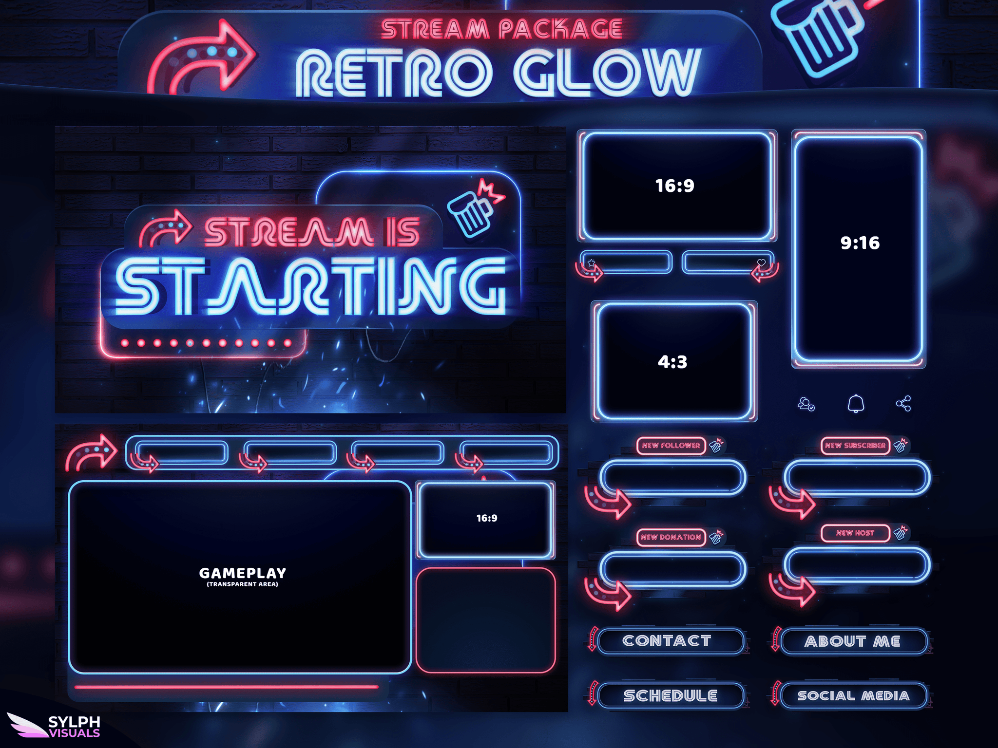 Retro Glow Stream Overlay Package