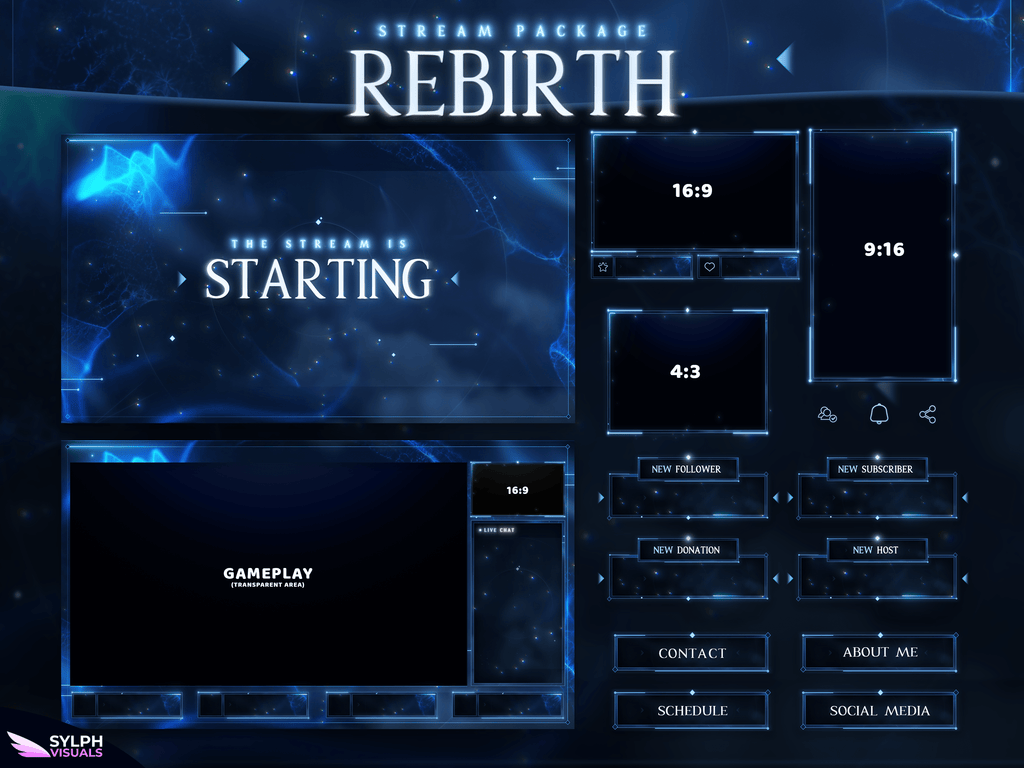 Rebirth Stream Package Animated Overlays for OBS