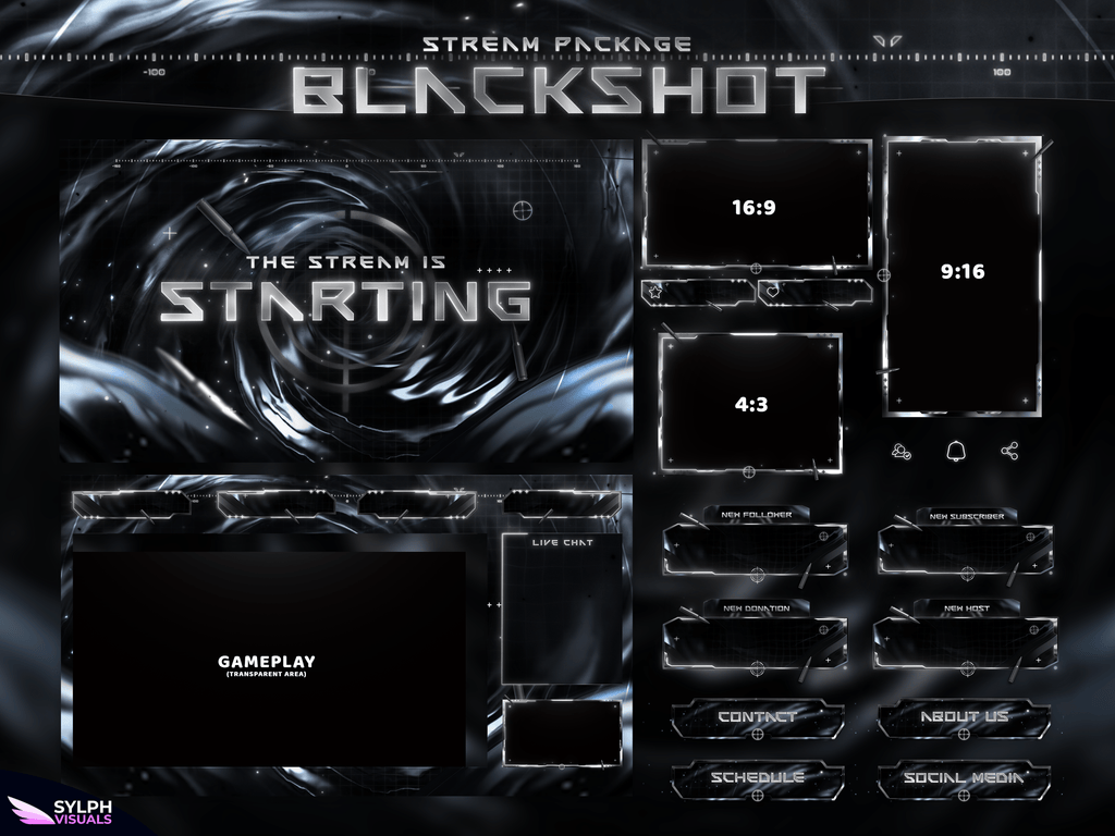 Blackshot Stream Package Animated Overlays for OBS