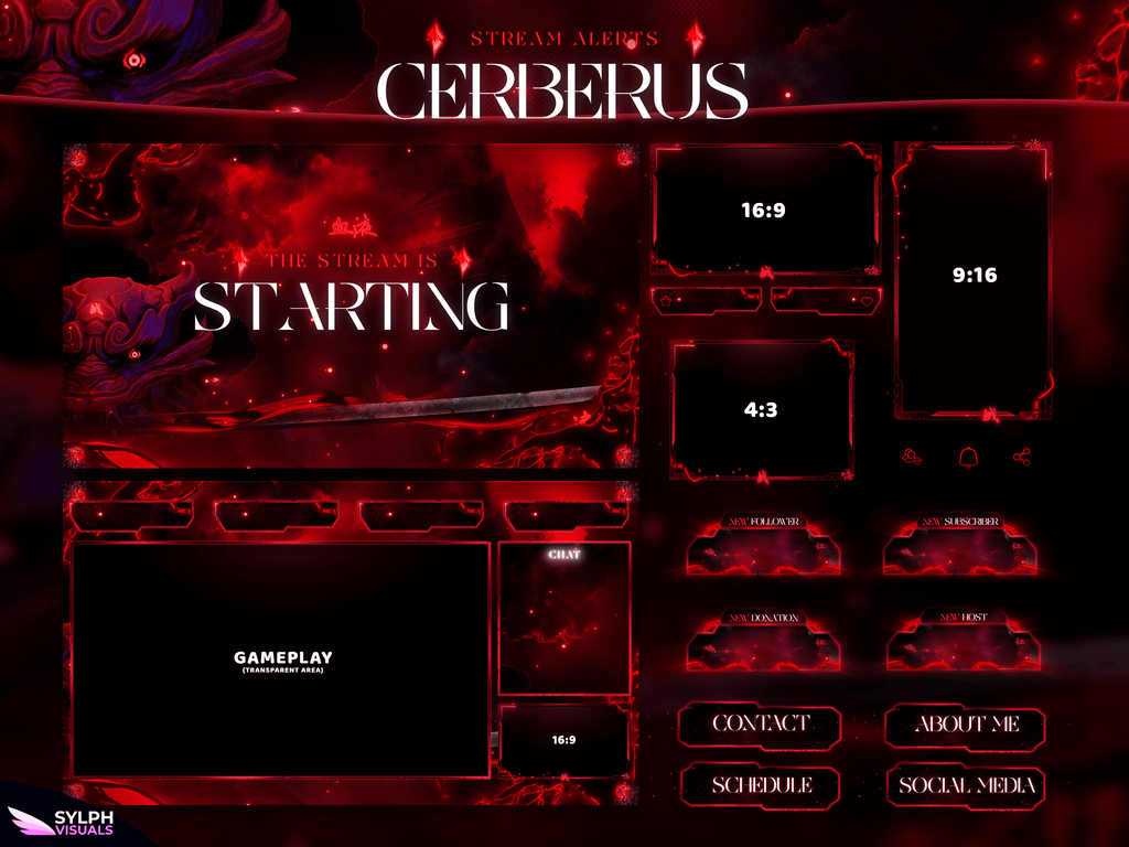 Cerberus Stream Package Animated Overlays for OBS