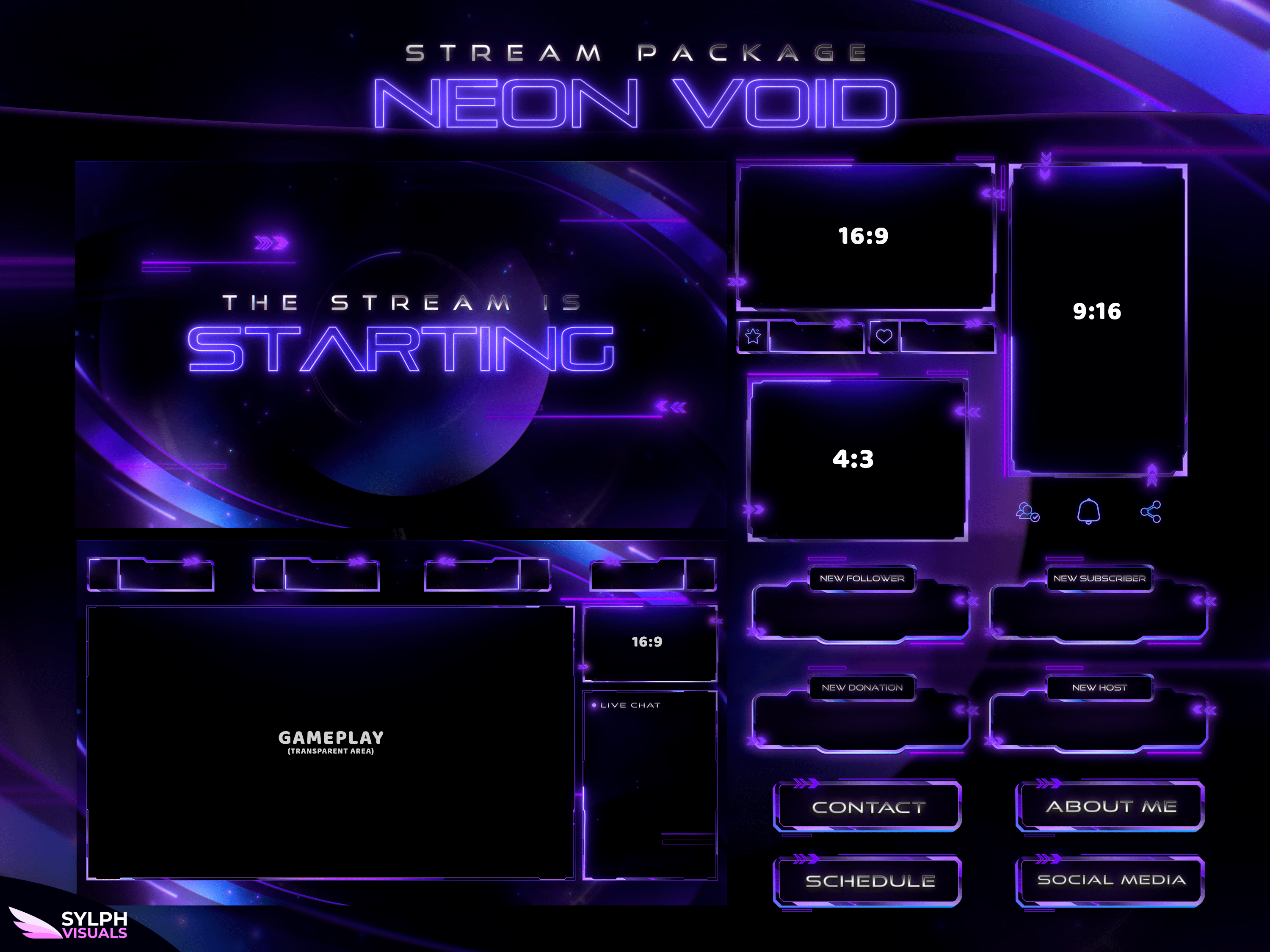 Neon Void Stream Overlay Package - SylphVisuals