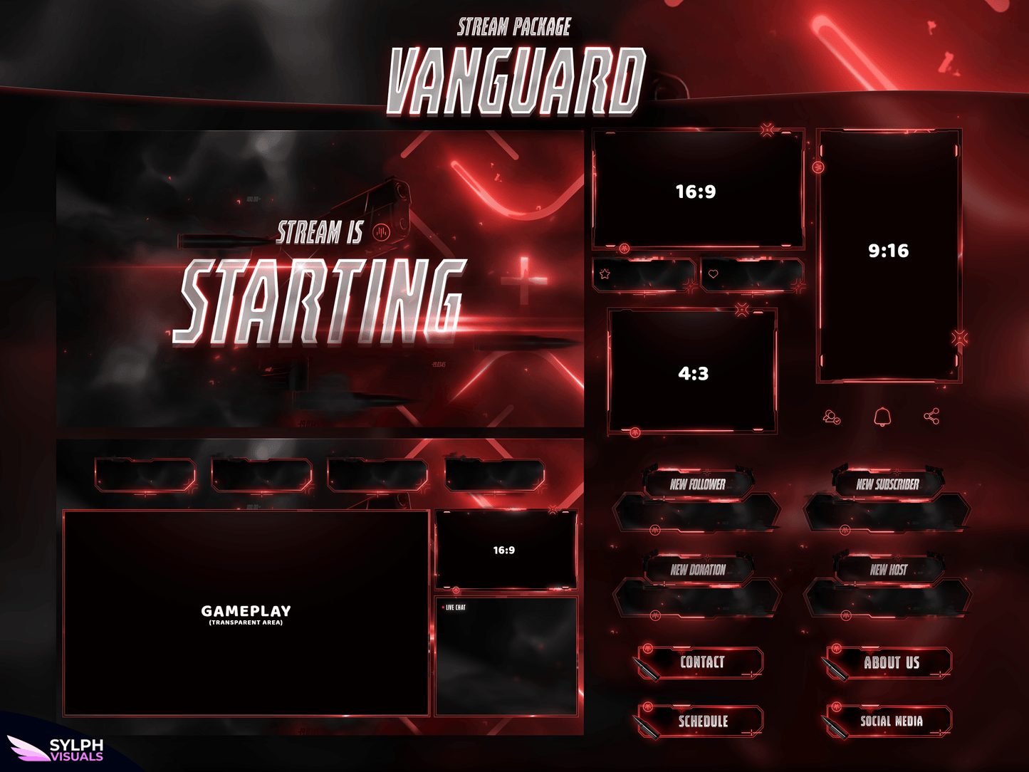Vanguard Stream Package Animated Overlays for OBS