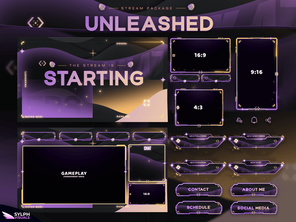 Unleashed Stream Package Animated Overlays for OBS