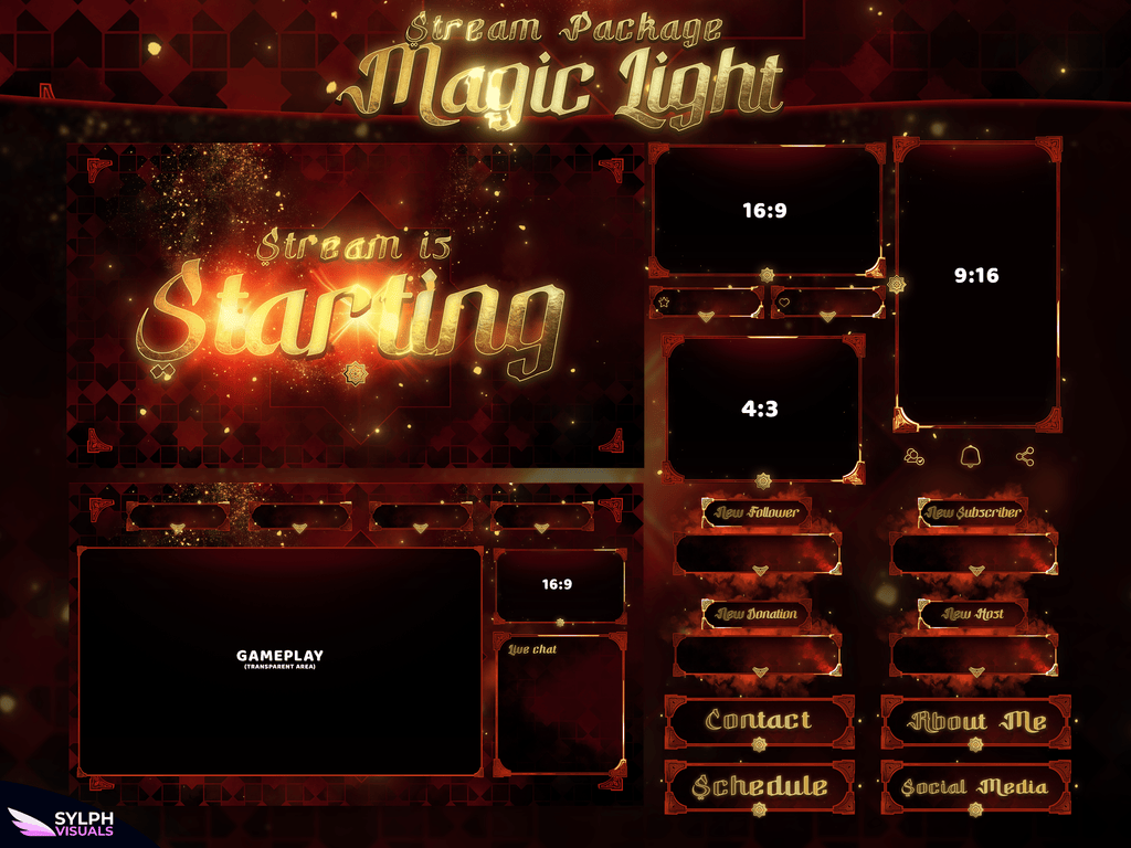 Magic Light Package Animated Overlays for OBS