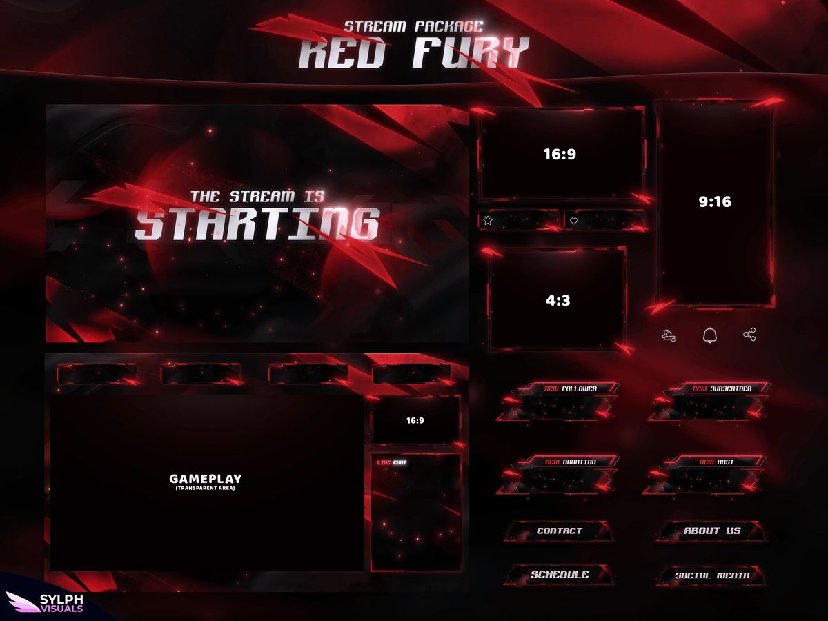 Stream Over Red Red Fury Stream Overlay Package - SylphVisuals