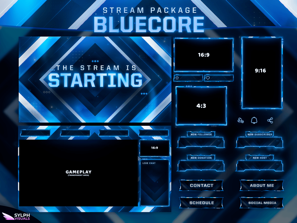 Bluecore Stream Overlay Package - SylphVisuals