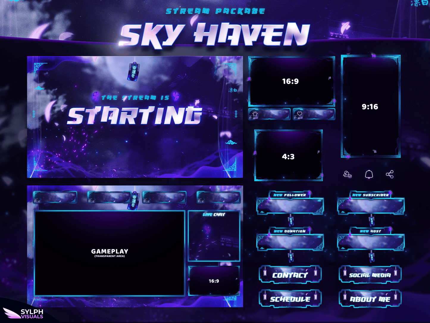 Sky Haven Package Animated Overlays for OBS